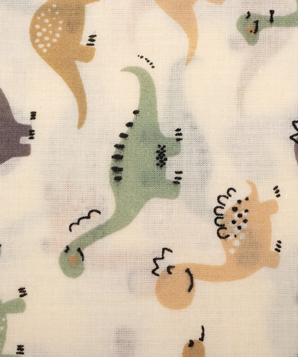 Jaipuri Screen Cream Animal Kids Printed Pure Cotton fabric
