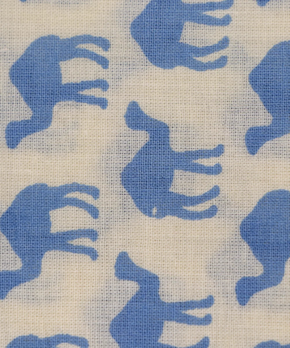 Jaipuri Screen Light Blue Kids Animal Printed Pure Cotton fabric