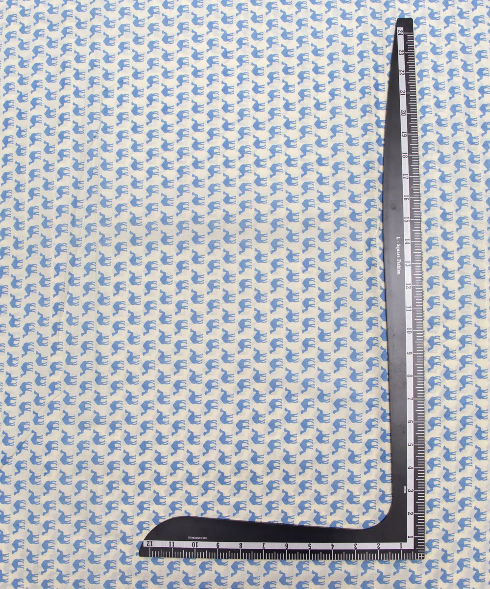 Jaipuri Screen Light Blue Kids Animal Printed Pure Cotton fabric