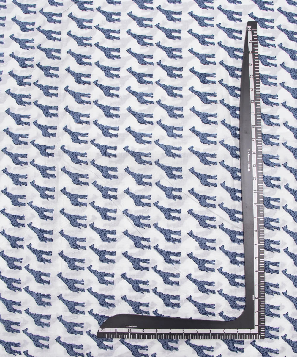 Screen Blue Giraffe Animal Kids Print Pure Cotton fabric