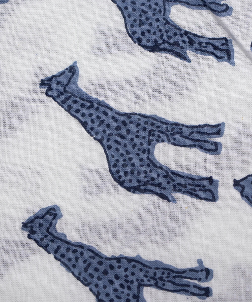 Screen Blue Giraffe Animal Kids Print Pure Cotton fabric