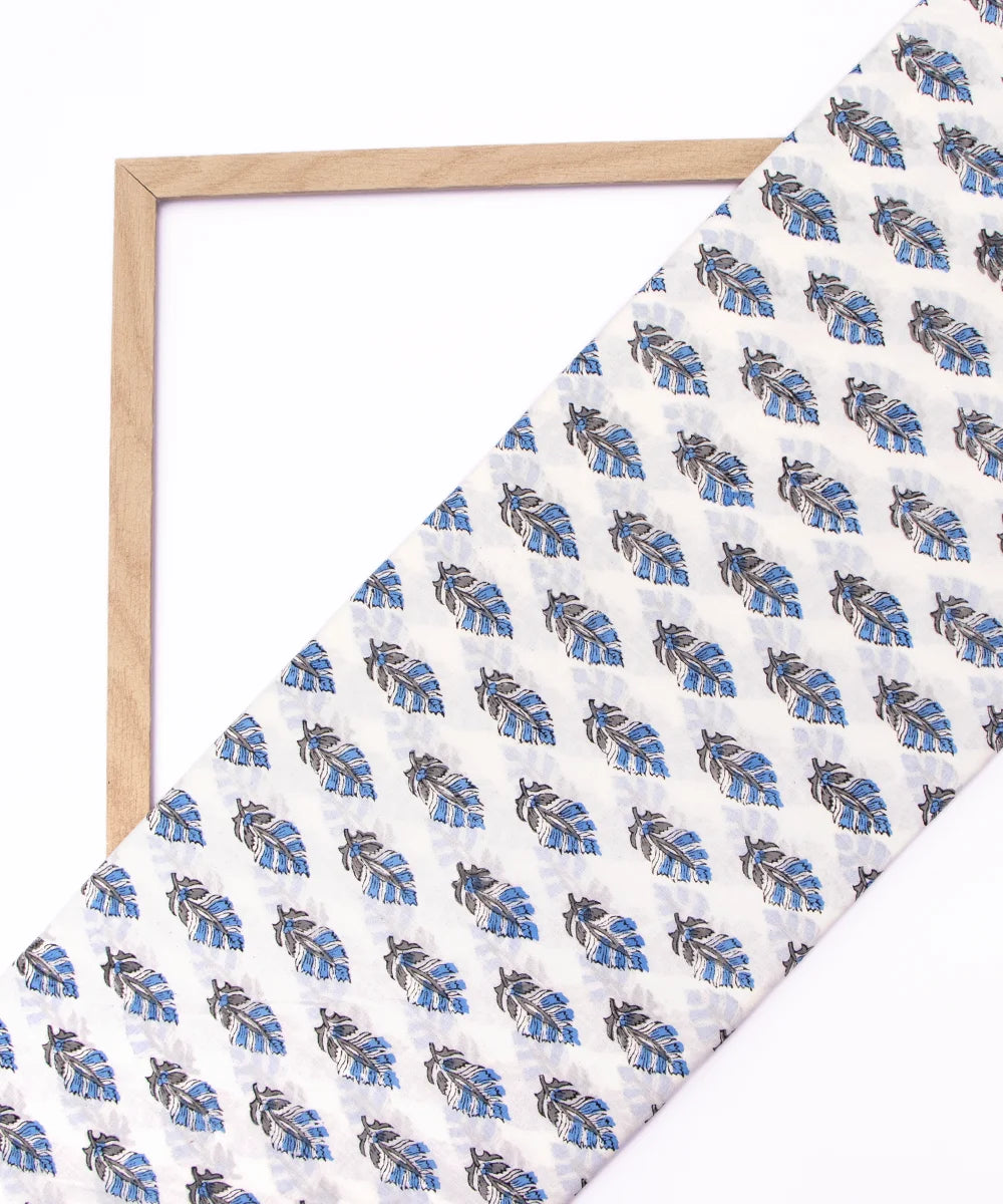 Jaipuri handblock White Butti Printed Natural Dye Soft Pure Cotton Fabric