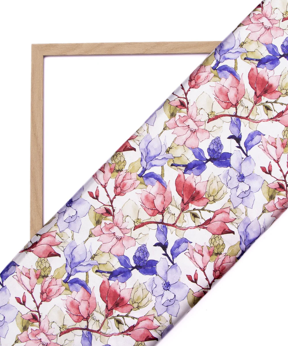 Multicolor Floral Printed Digital Floral Print Japan Satin Fabric