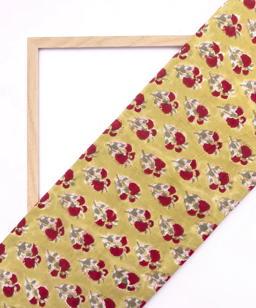 Jaipuri handblock Browish Printed Floral Natural Dye Soft Pure Cotton Fabric