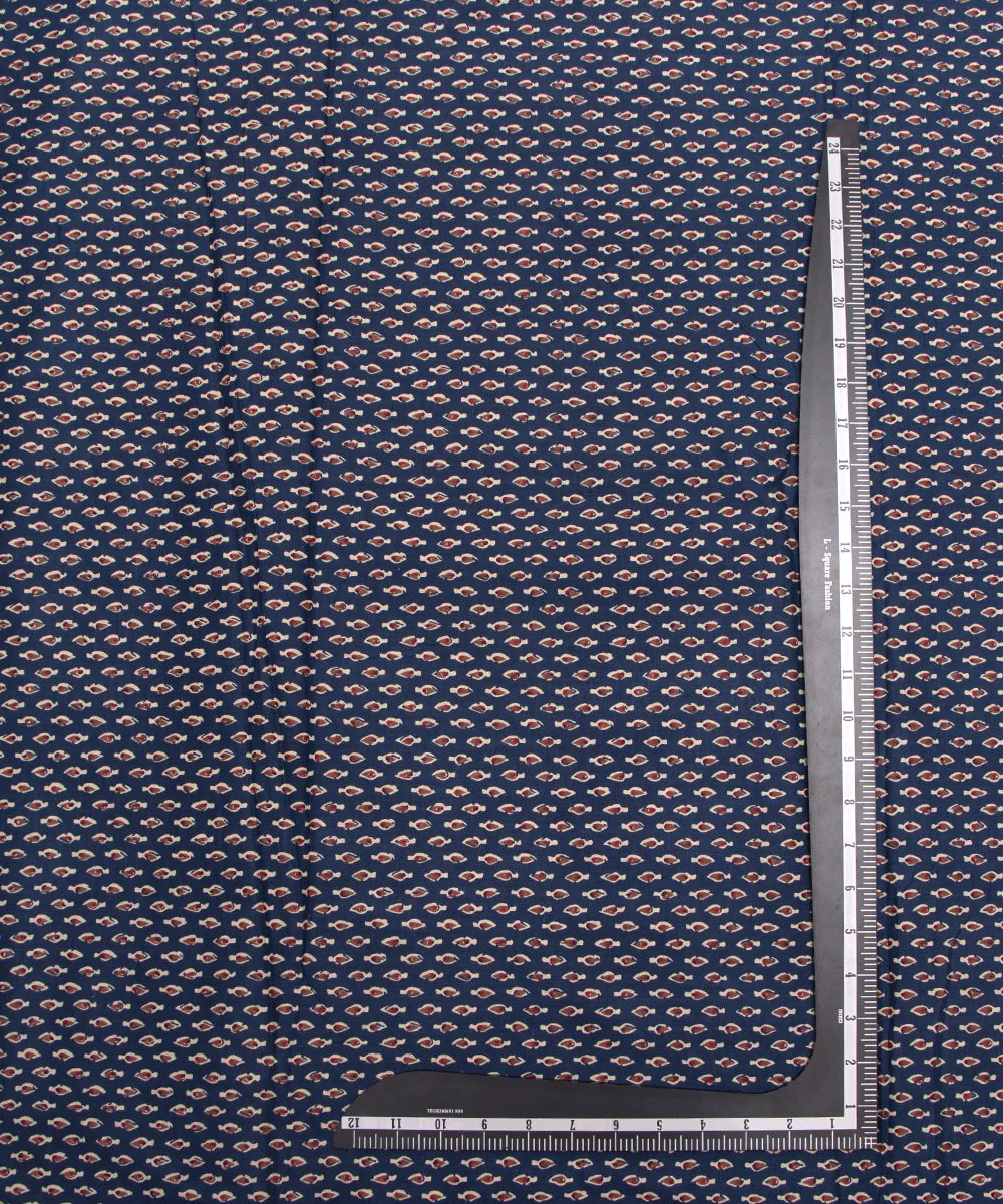 Screen Blue Ajrakh Look Printed Pure Cotton Fabric Set ( Top and bottom 2.5 meter each )