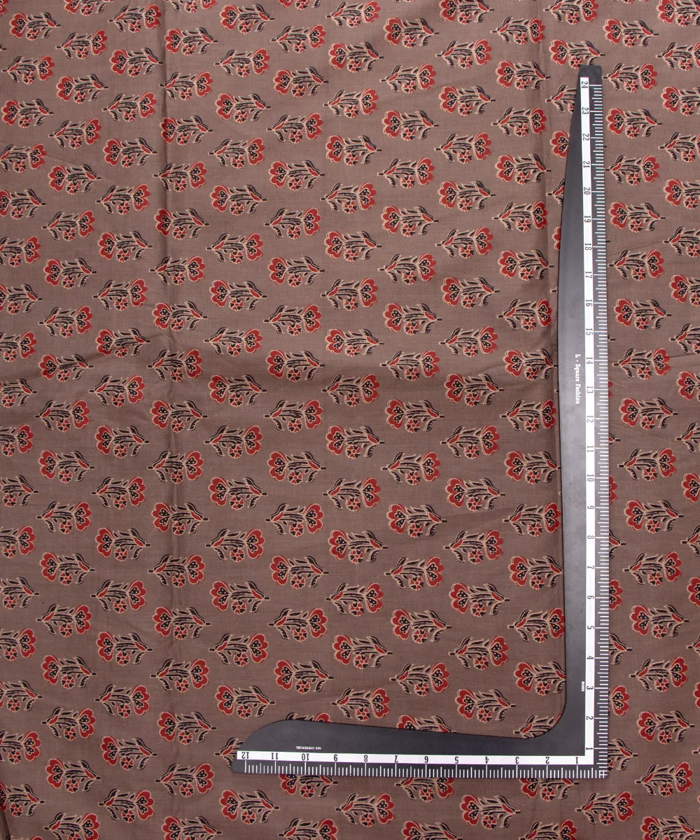 Screen Brownish Floral Printed Pure Cotton Fabric Set ( Top and bottom 2.5 meter each )