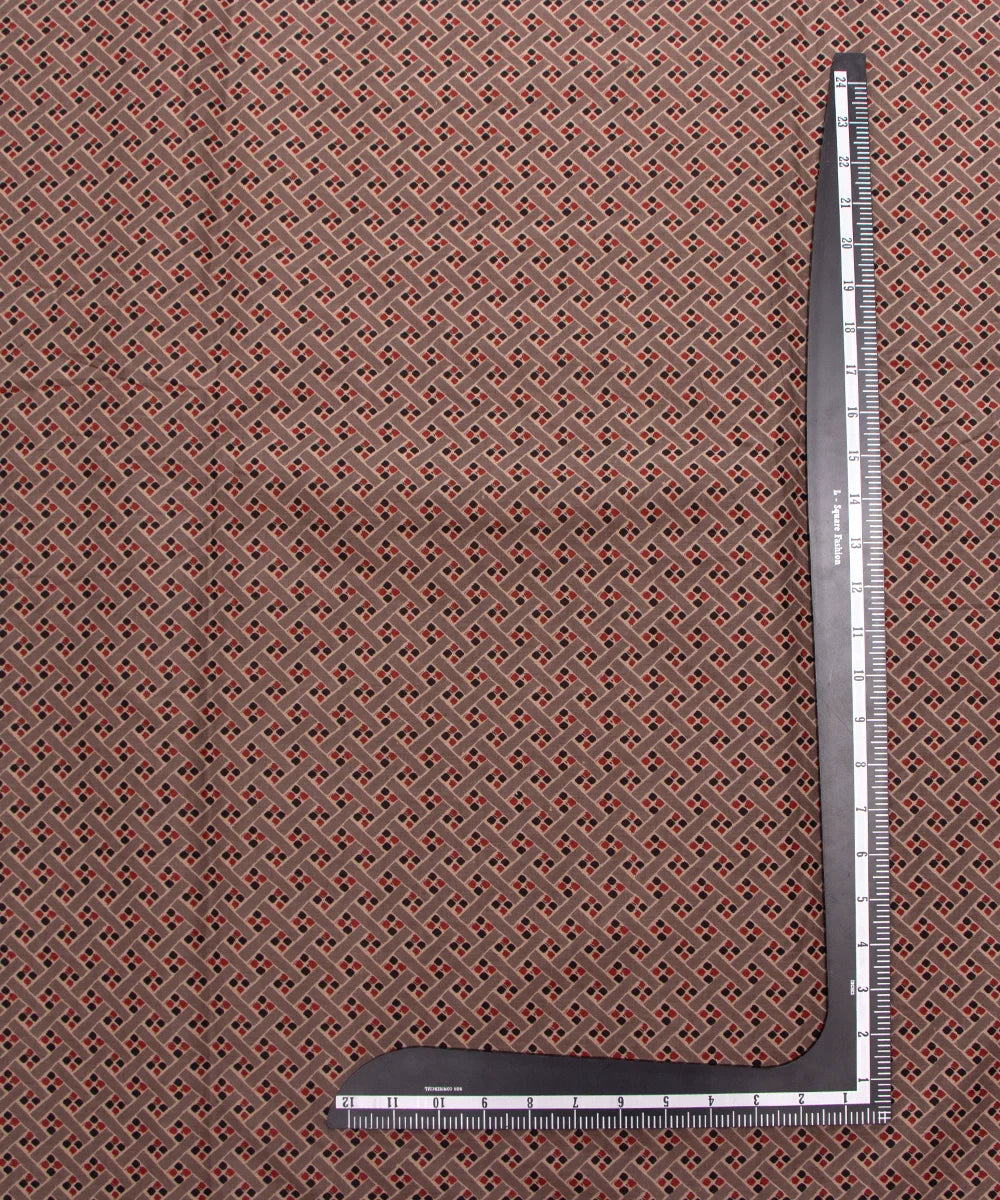 Screen Brownish Floral Printed Pure Cotton Fabric Set ( Top and bottom 2.5 meter each )