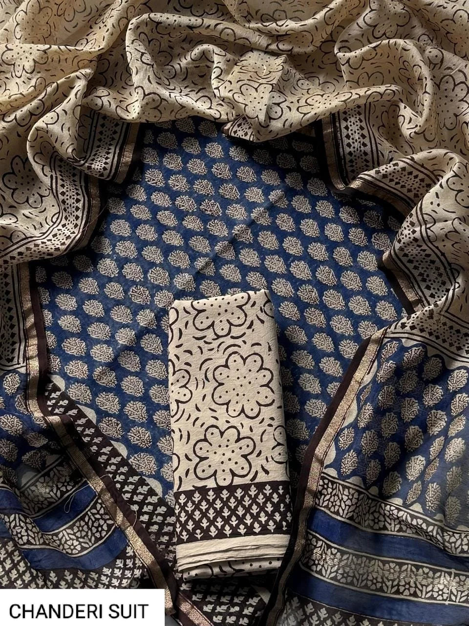 printed chanderi silk dress material BATIK RANI CHANDERI SILK DRESS MATERIAL