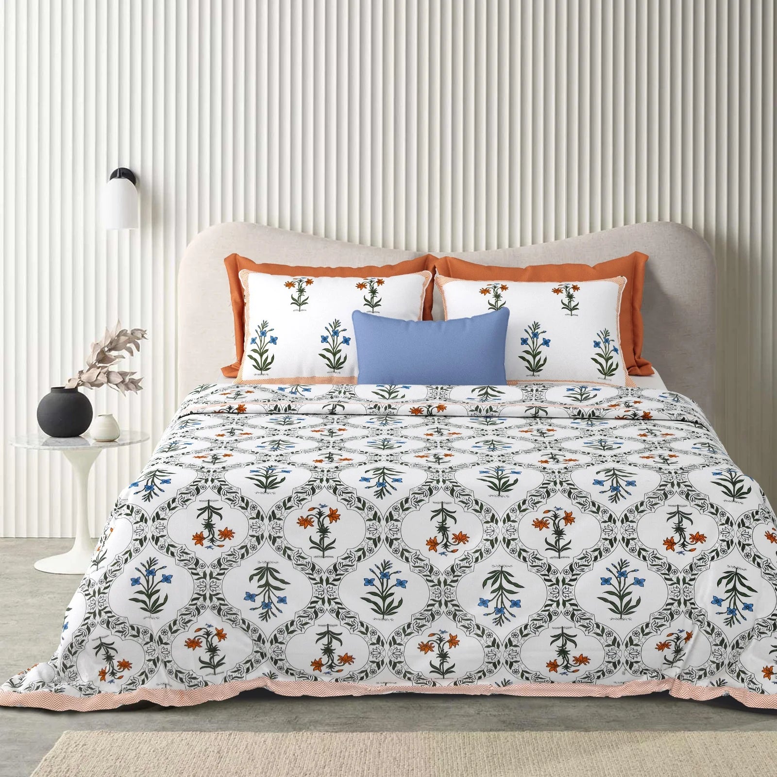 Pure Cotton Printed Jaipuri Bedsheets for Double Bed with Pillow Covers, 95" x 108" King Size,Breathable and Skin Friendly