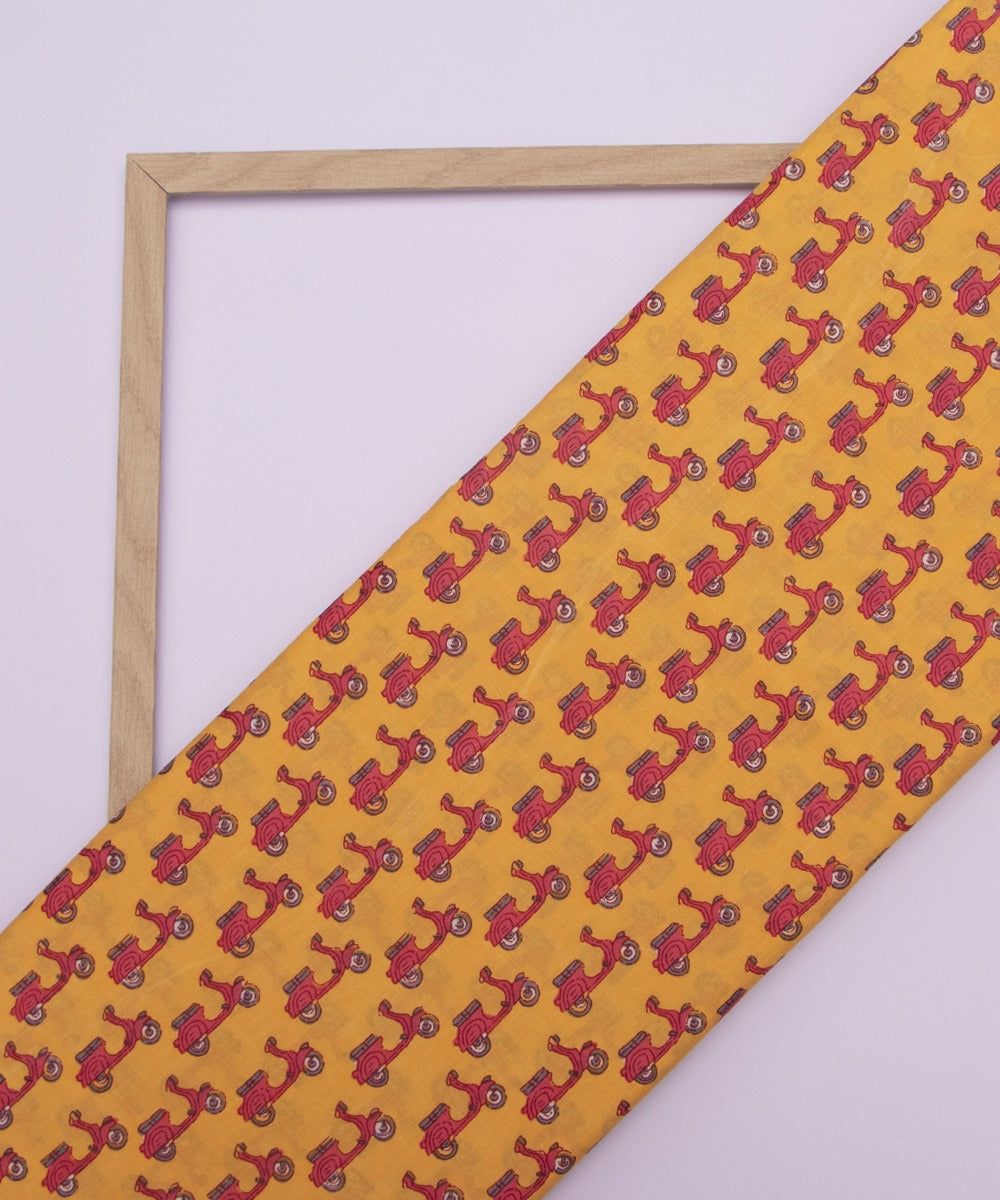 Screen Printed Leheriya Pure Cotton Fabric Set ( Top and bottom 2.5 meter each )