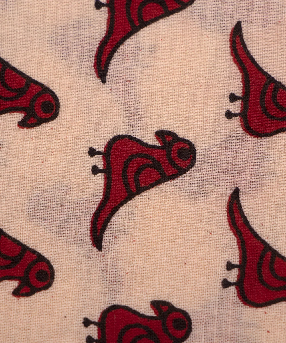 Jaipuri Screen Light Beige Bird Kids Printed Pure Cotton fabric