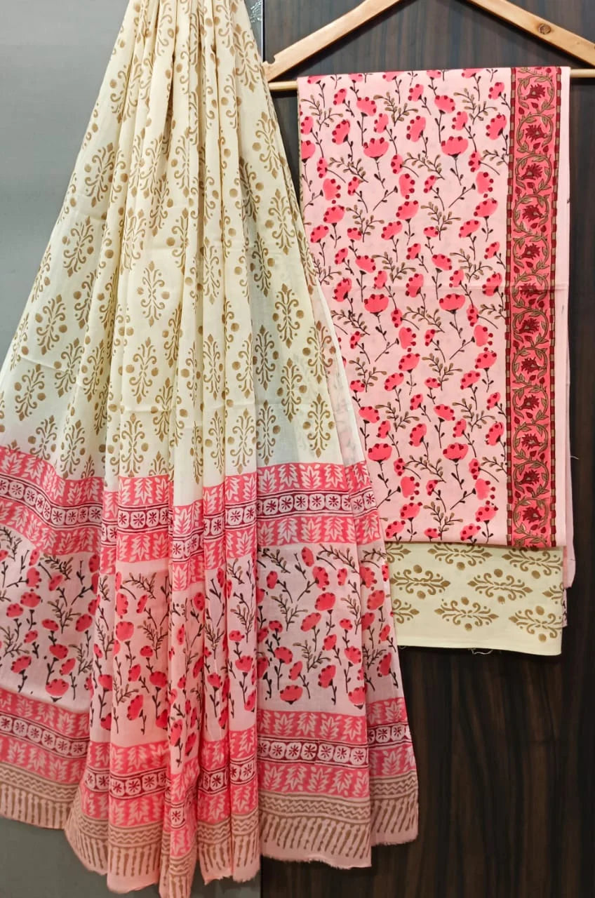 Unstitched cotton salwar sales suit with dupatta
