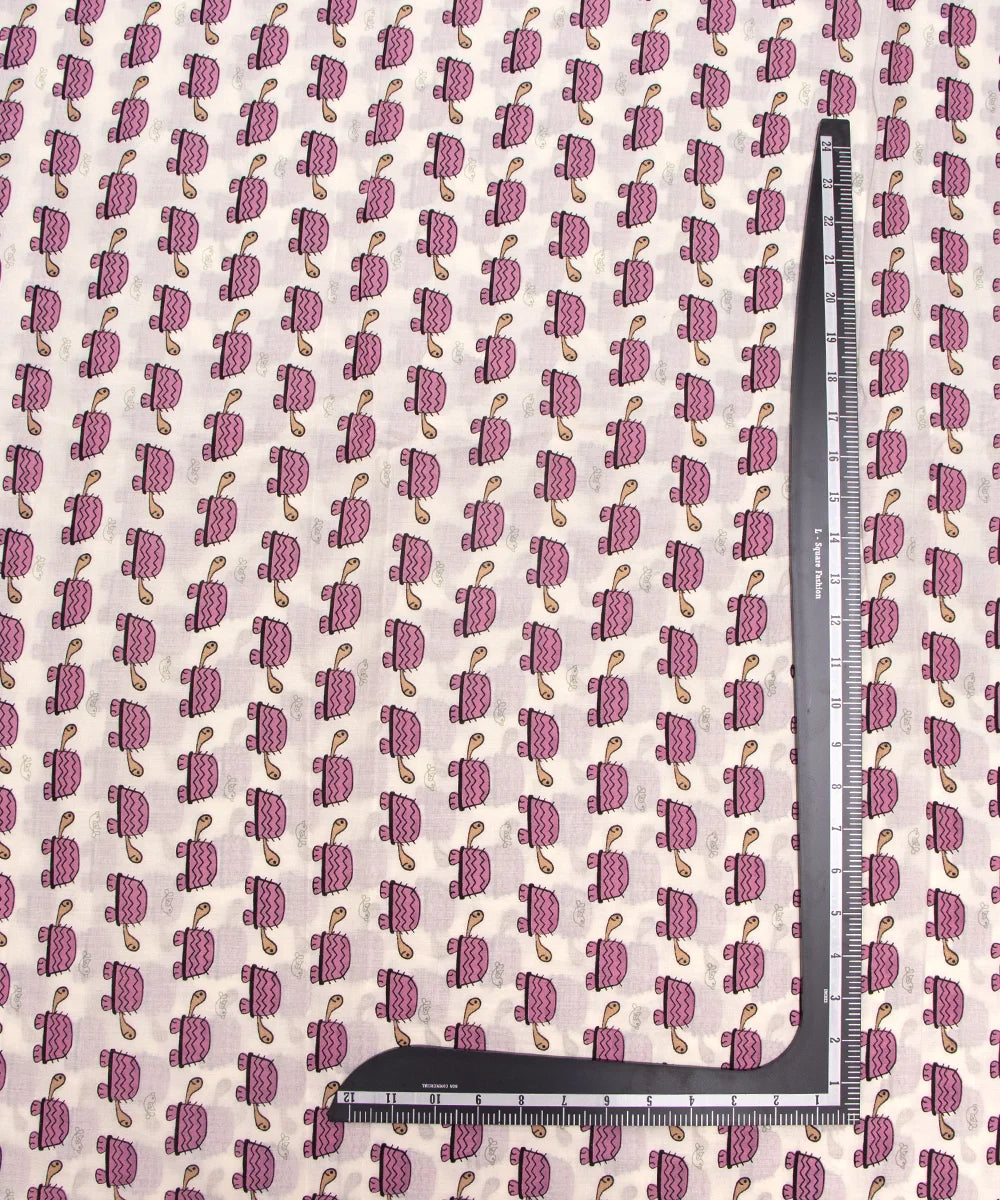 Screen Dull Pink Turtle Animal Kids Print Pure Cotton fabric