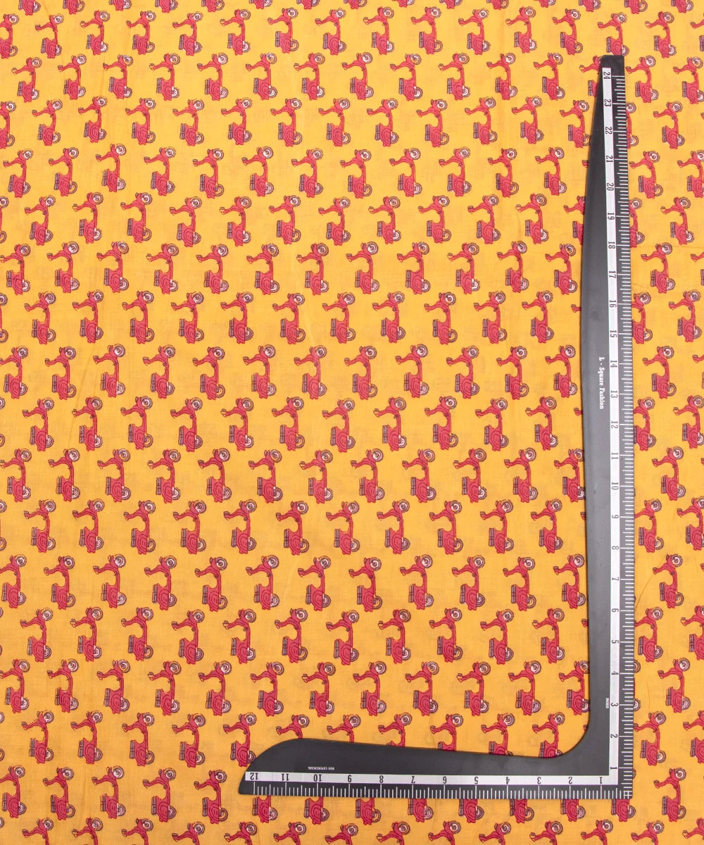 Jaipuri Screen Yellow Kids Printed Pure Cotton Fabric