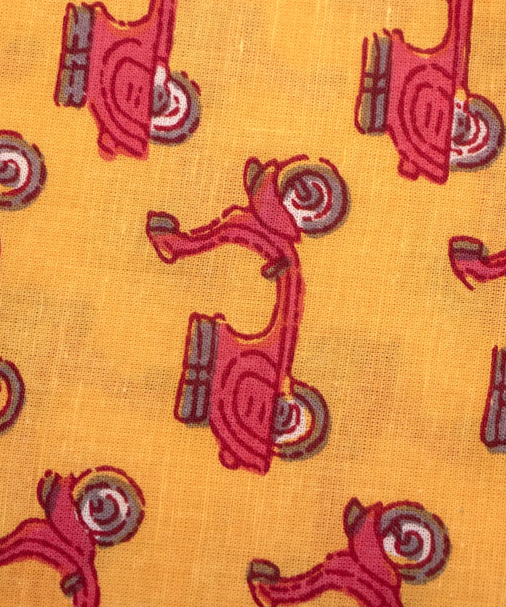 Jaipuri Screen Yellow Kids Printed Pure Cotton Fabric