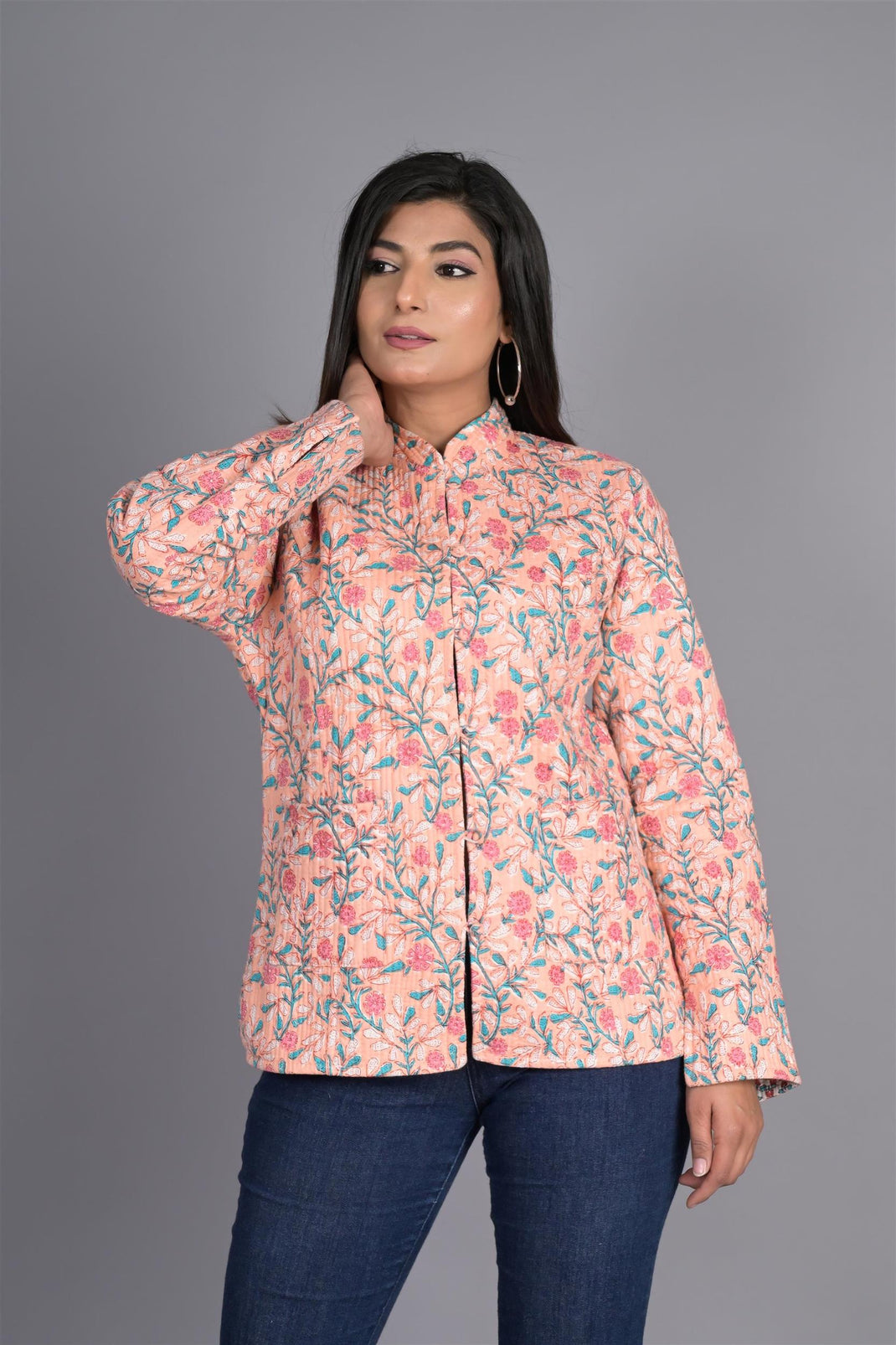 Womens Reversible Pure Cotton Quilted Jaipuri Jackets India