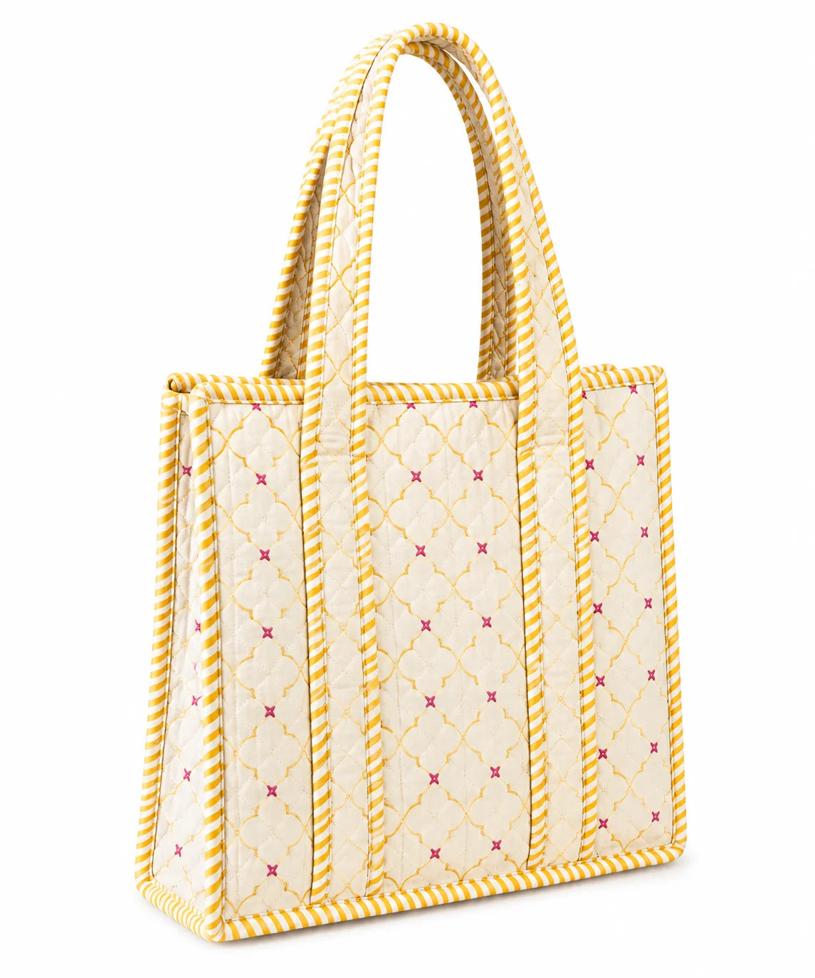 12 Inch Handblock Cotton Printed Fabric Tote Bag – Stylish & Spacious Everyday Carry Bag