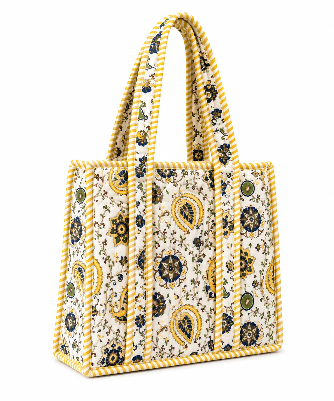 12 Inch Handblock Cotton Printed Fabric Tote Bag – Stylish & Spacious Everyday Carry Bag