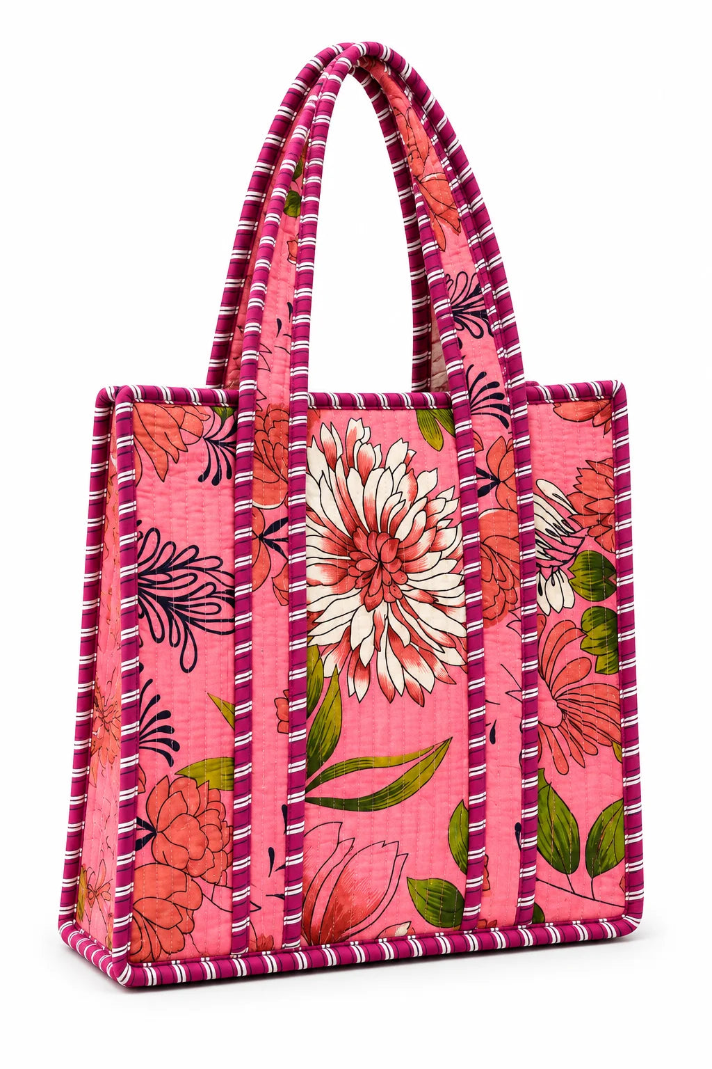 12 Inch Handblock Cotton Printed Fabric Tote Bag – Stylish & Spacious Everyday Carry Bag