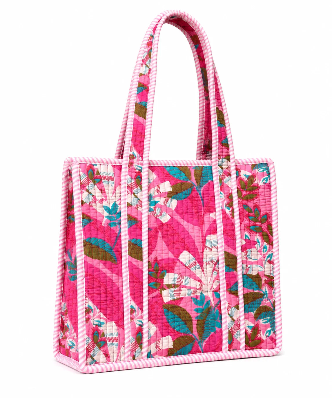 12 Inch Handblock Cotton Printed Fabric Tote Bag – Stylish & Spacious Everyday Carry Bag