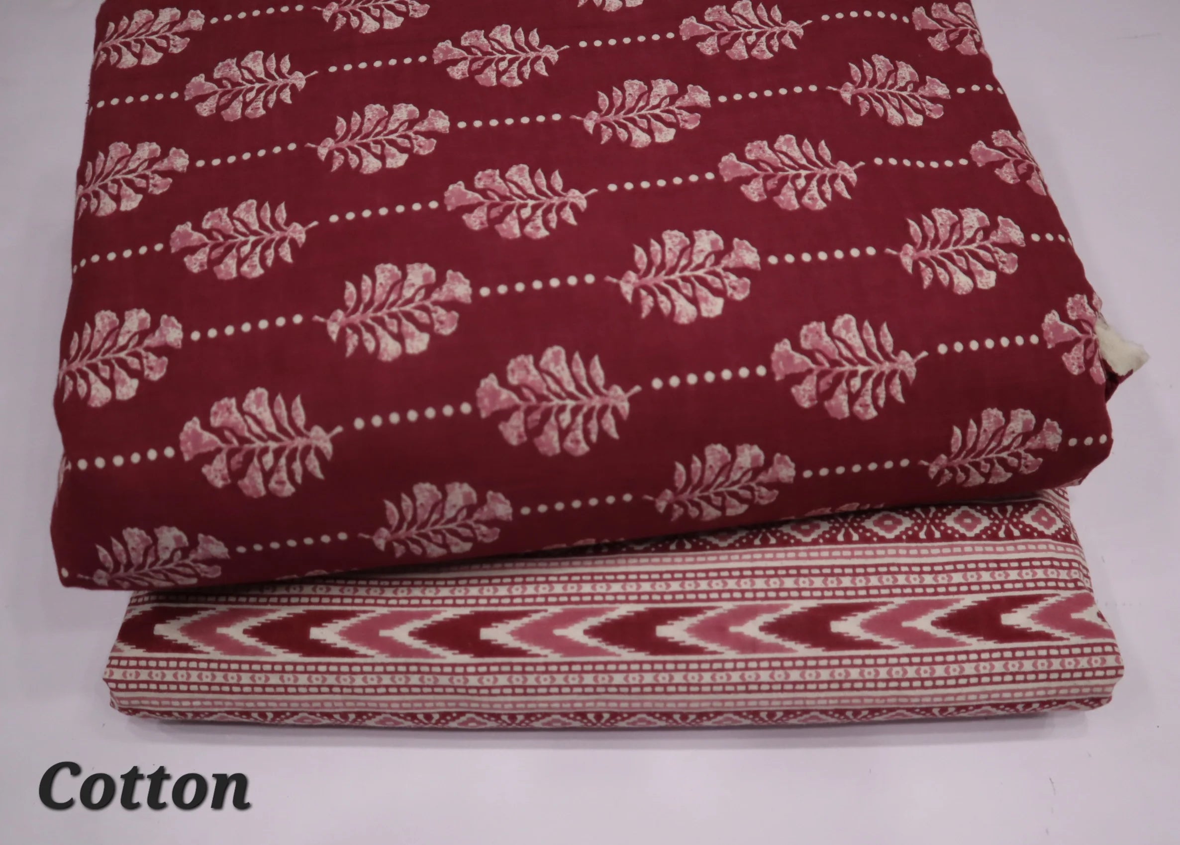 Screen Printed Pure Cotton Fabric Set ( Top and bottom 2.5 meter each )