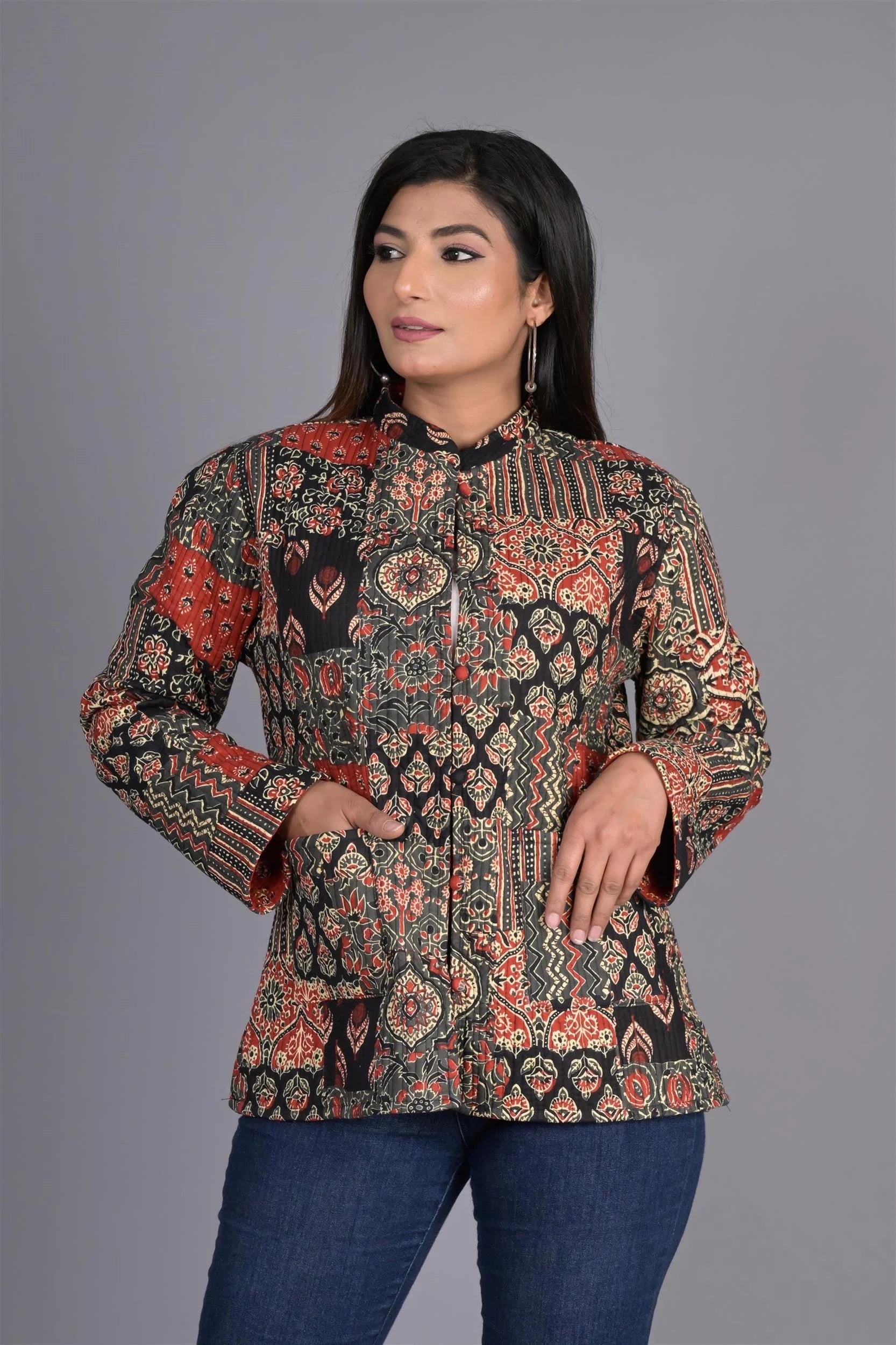 Buy Women's Reversible Cotton Quilted Jaipuri Jackets Online – Fabric ...