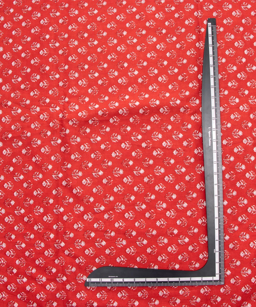 Screen Red Orange Printed Pure Cotton Fabric Set  ( Top and bottom 2.5 meter each )