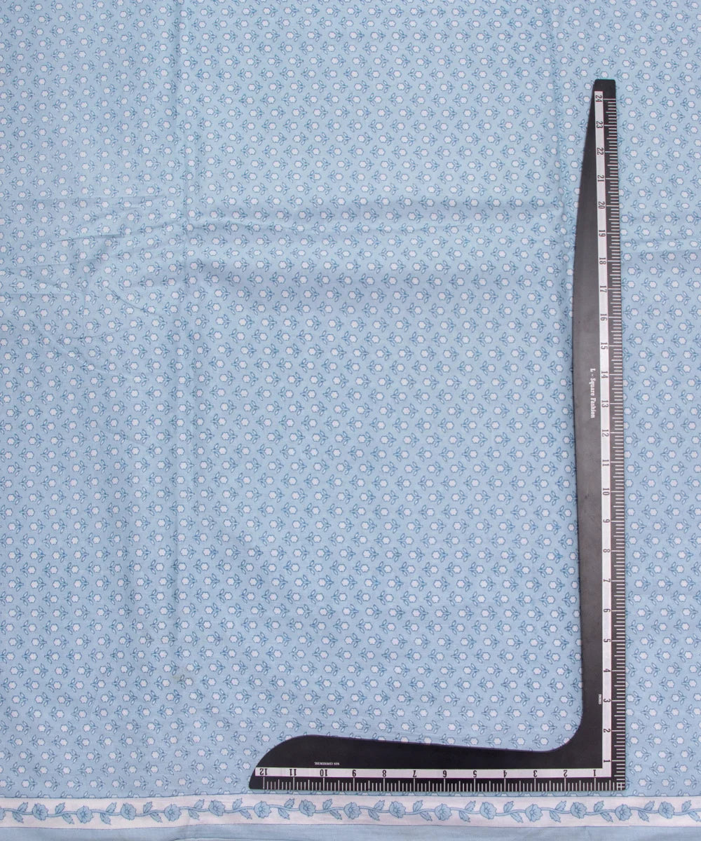 Screen Light Blue Printed Pure Cotton Fabric Set  ( Top and bottom 2.5 meter each )