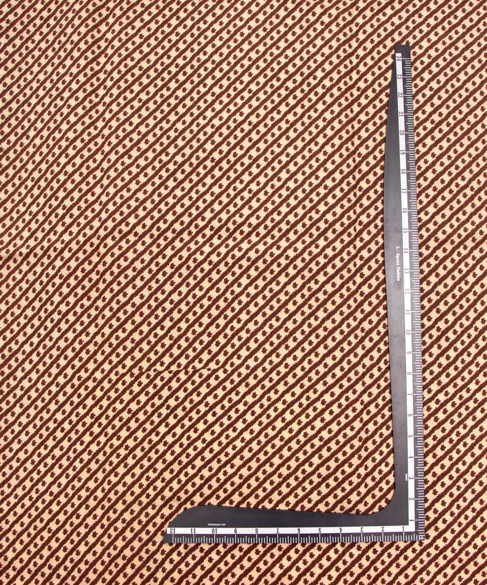 Printed Light Brown Muslin Fabric Set ( Top and bottom 2.5 meter each )