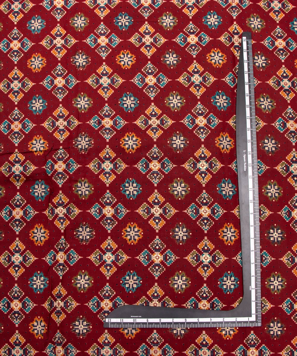 Printed Maroon Muslin Fabric Set ( Top and bottom 2.5 meter each )