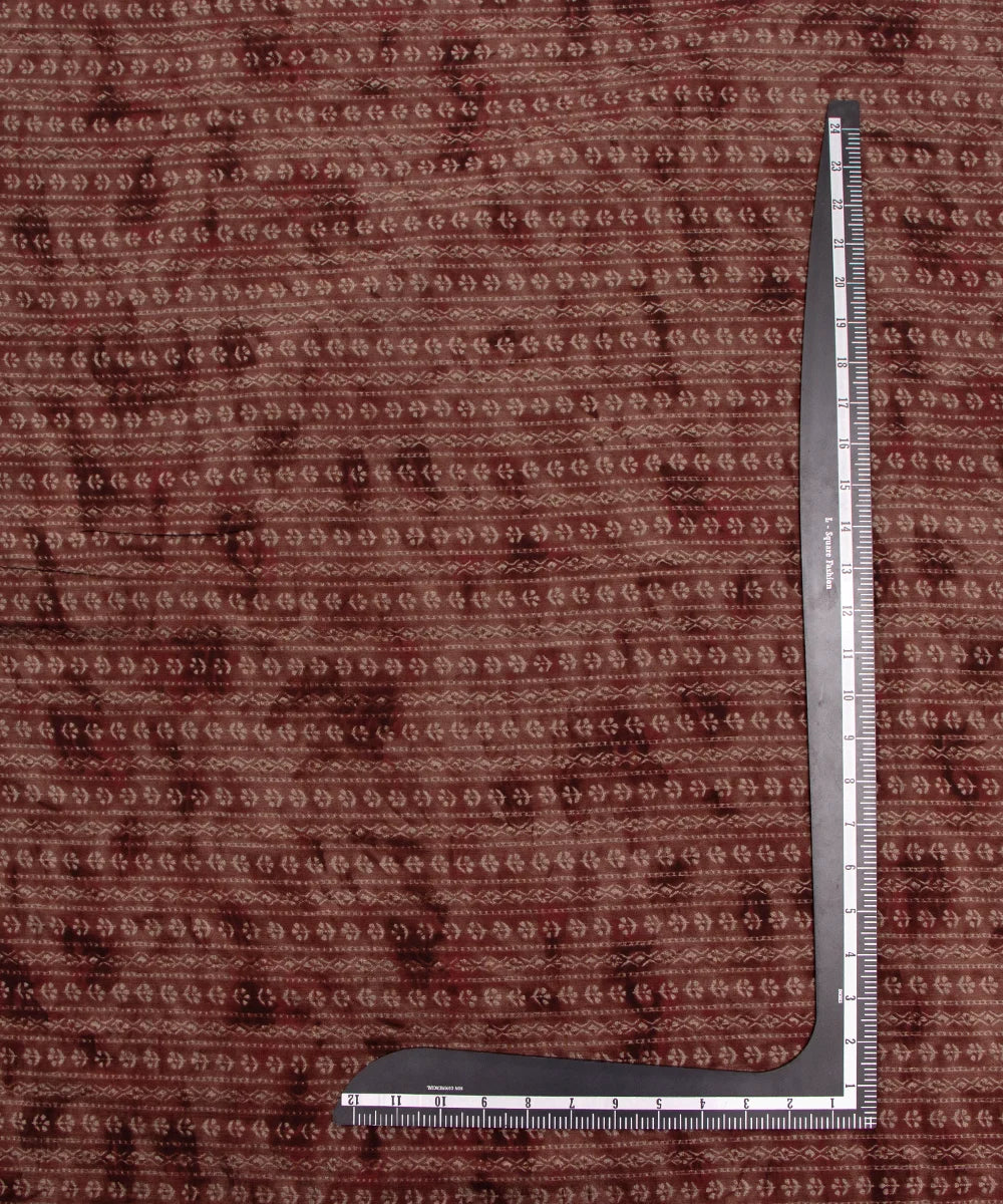 Printed Brown Muslin Fabric Set ( Top and bottom 2.5 meter each )