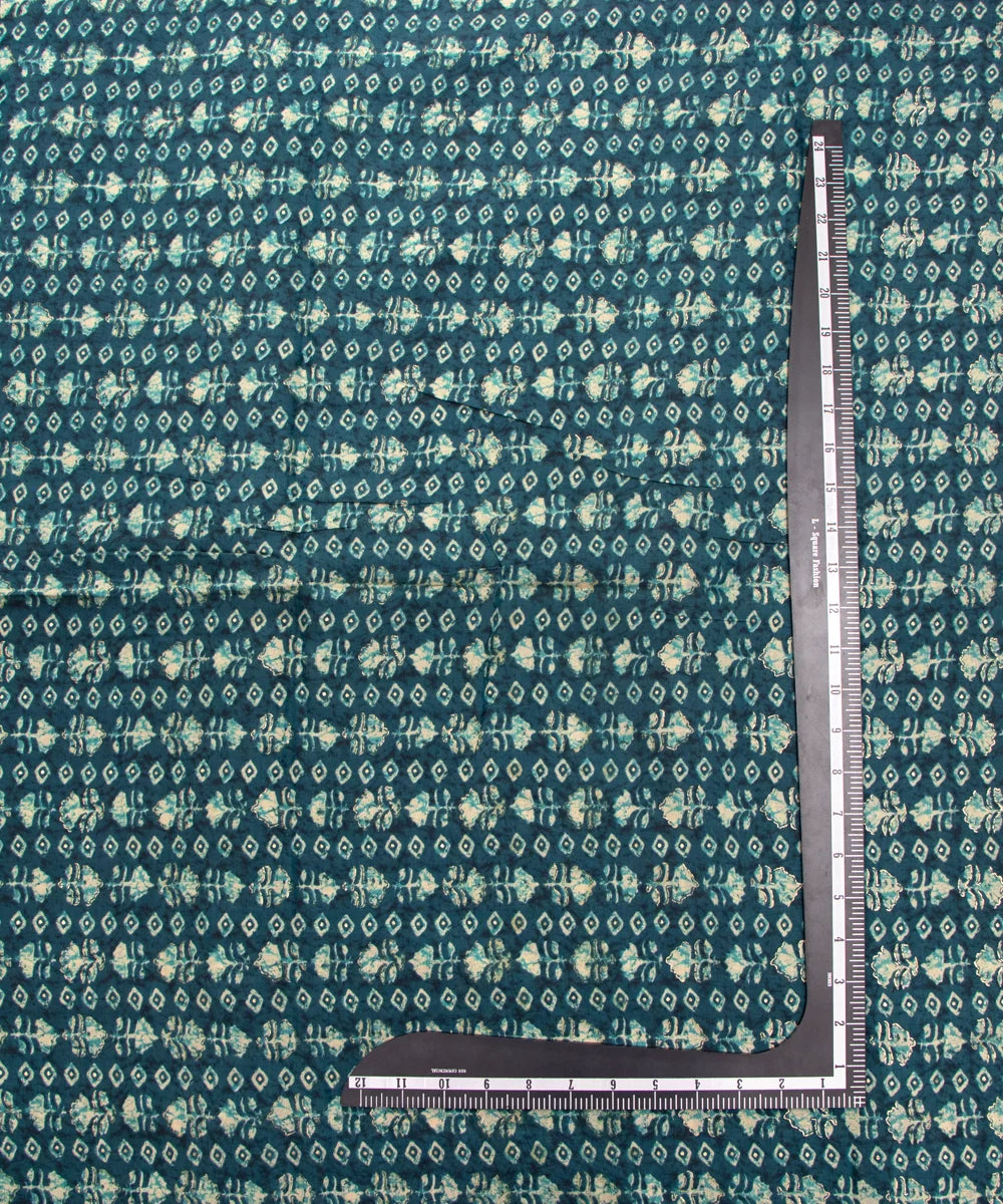 Printed Green Muslin Fabric Set ( Top and bottom 2.5 meter each )