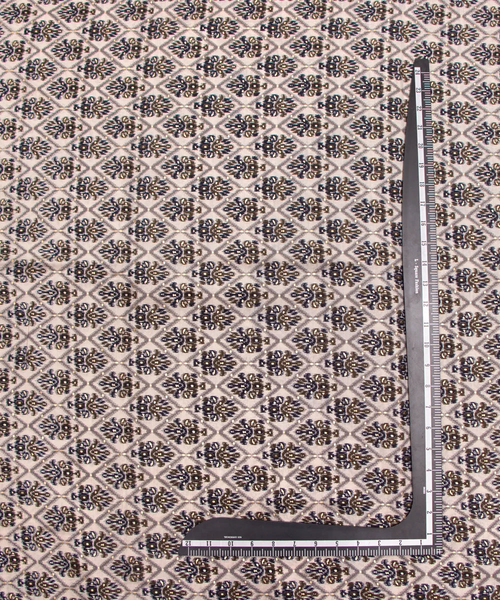 Printed Bluish & Grey Muslin Fabric Set ( Top and bottom 2.5 meter each )