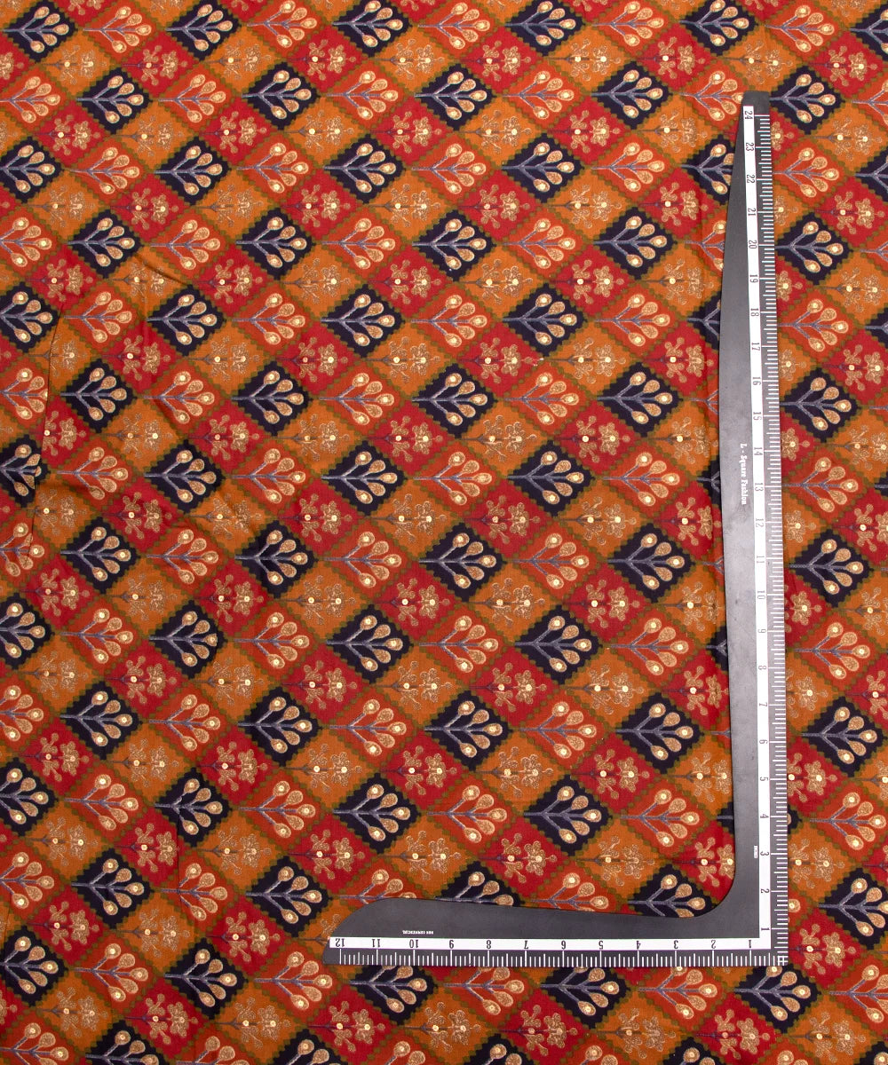 Printed Blue Muslin Fabric Set ( Top and bottom 2.5 meter each )