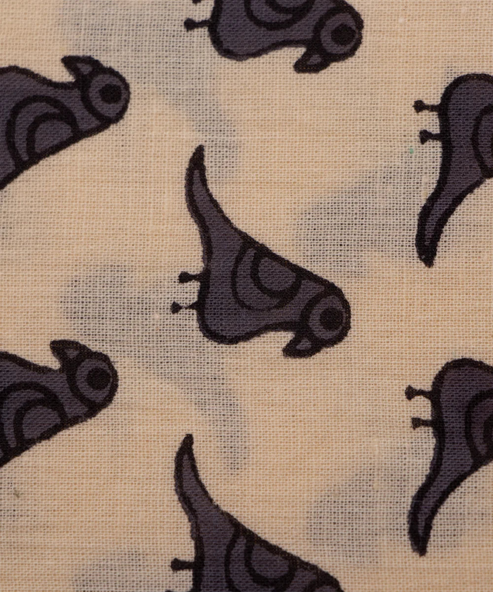 Jaipuri Screen Cream Birds Kids Printed Pure Cotton Fabric