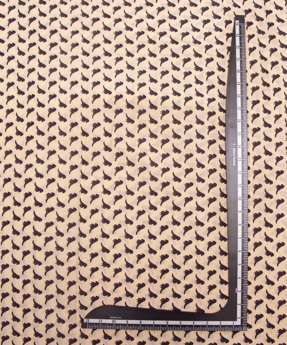 Jaipuri Screen Cream Birds Kids Printed Pure Cotton Fabric