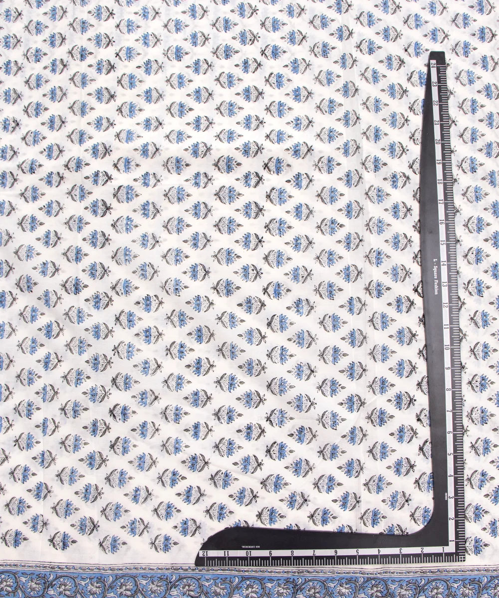 Jaipuri handblock Printed Blue Butti Natural Dye Soft Pure Cotton Fabric