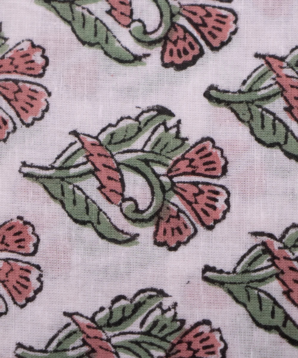 Jaipuri handblock White Printed Butti Natural Dye Soft Pure Cotton Fabric