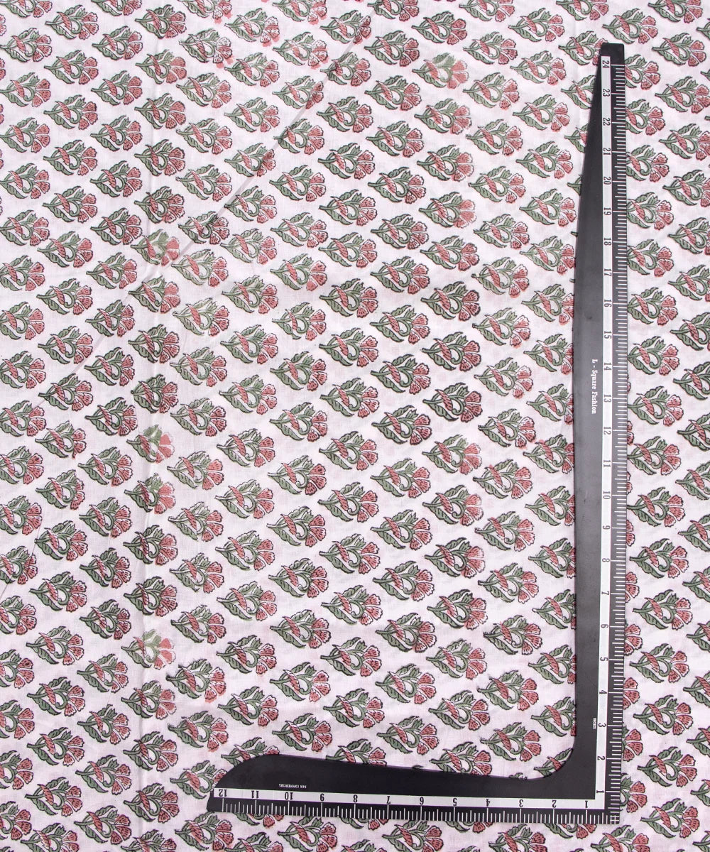Jaipuri handblock White Printed Butti Natural Dye Soft Pure Cotton Fabric