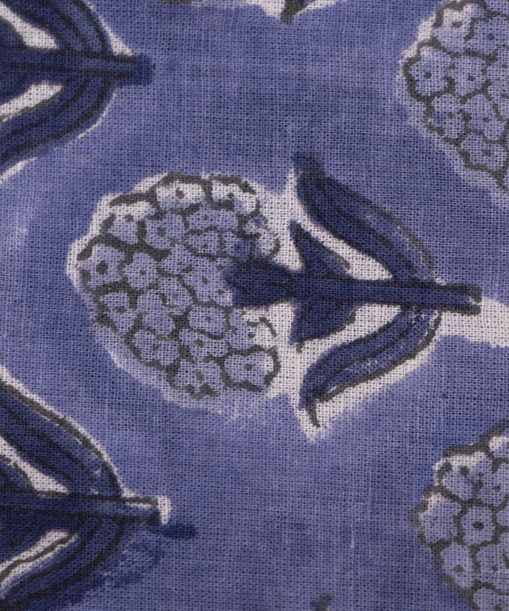 Jaipuri handblock Bluish Floral Printed Natural Dye Soft Pure Cotton Fabric