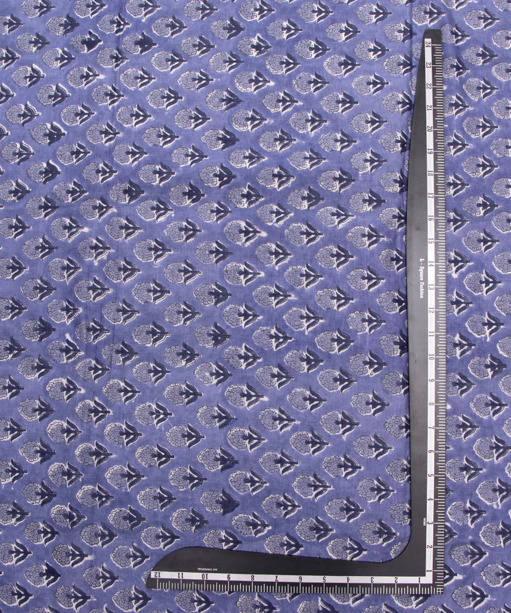 Jaipuri handblock Bluish Floral Printed Natural Dye Soft Pure Cotton Fabric
