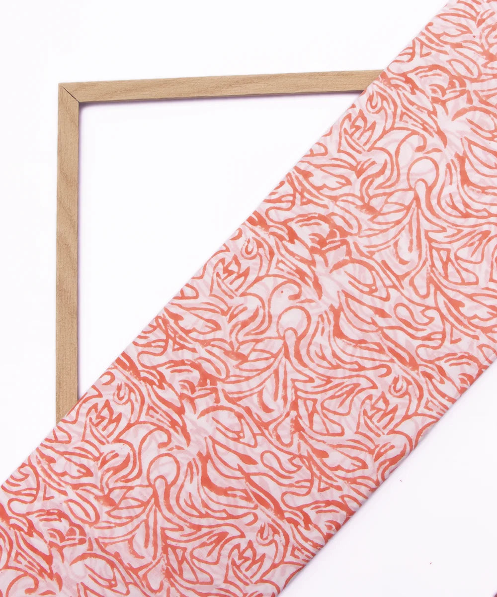 Jaipuri handblock Printed Peach Natural Dye Soft Pure Cotton Fabric