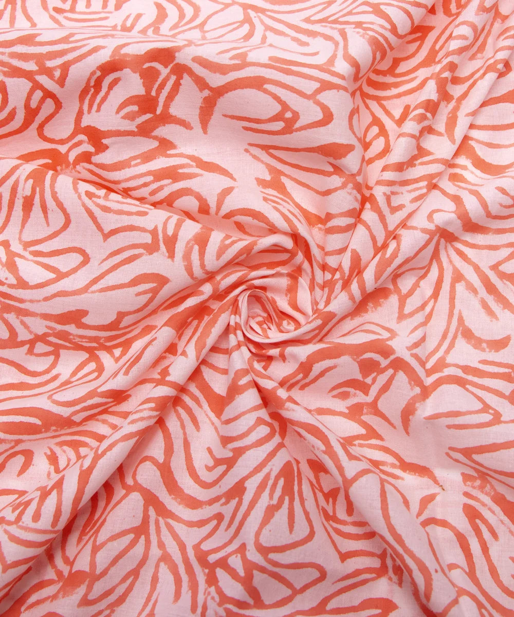Jaipuri handblock Printed Peach Natural Dye Soft Pure Cotton Fabric