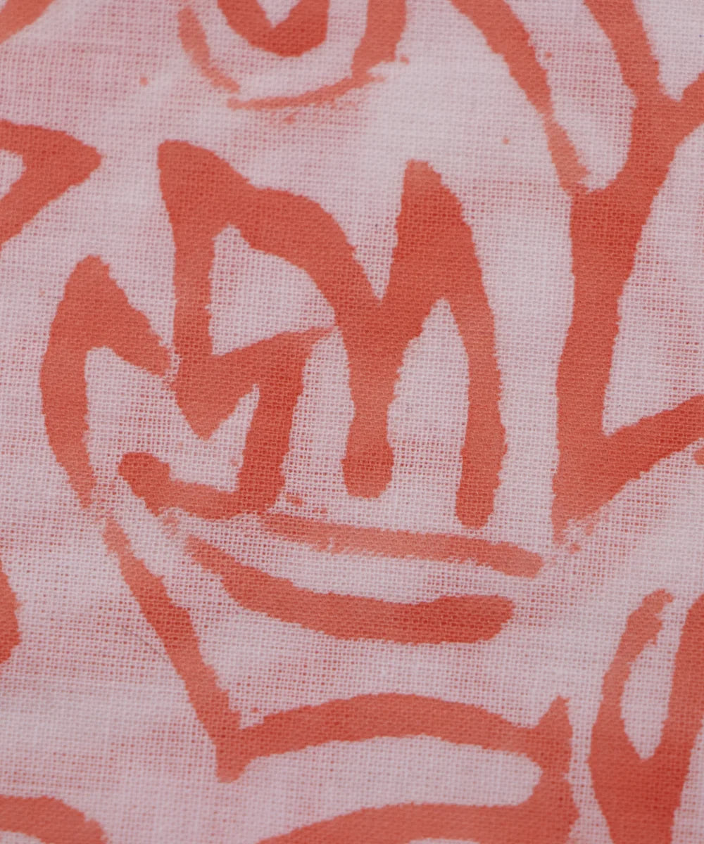 Jaipuri handblock Printed Peach Natural Dye Soft Pure Cotton Fabric