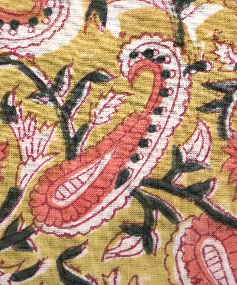 Jaipuri handblock Printed Light Brown Natural Dye Soft Pure Cotton Fabric