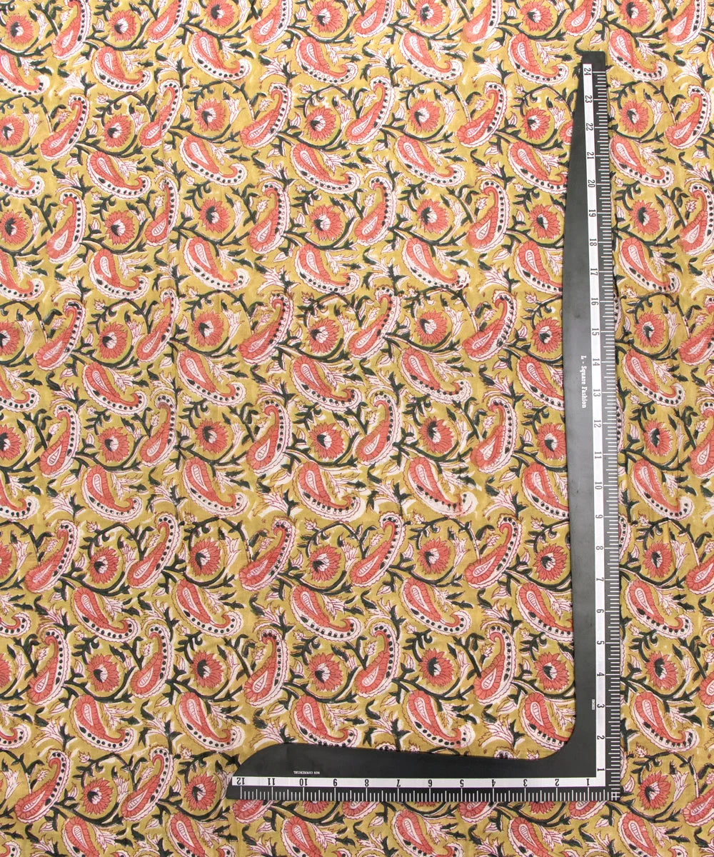 Jaipuri handblock Printed Light Brown Natural Dye Soft Pure Cotton Fabric