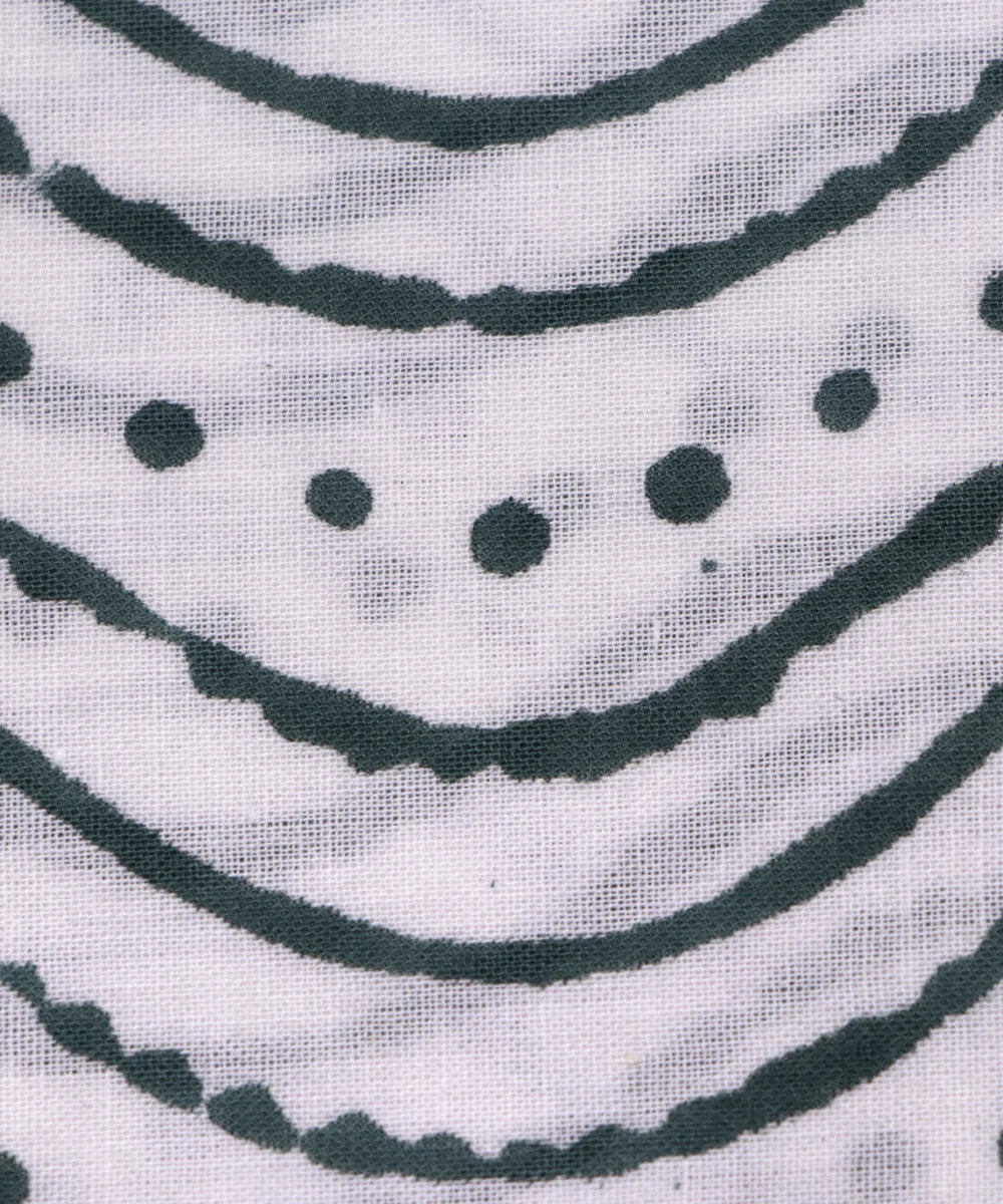 Jaipuri handblock Dark Green Leheriya Printed Floral Natural Dye Soft Pure Cotton Fabric