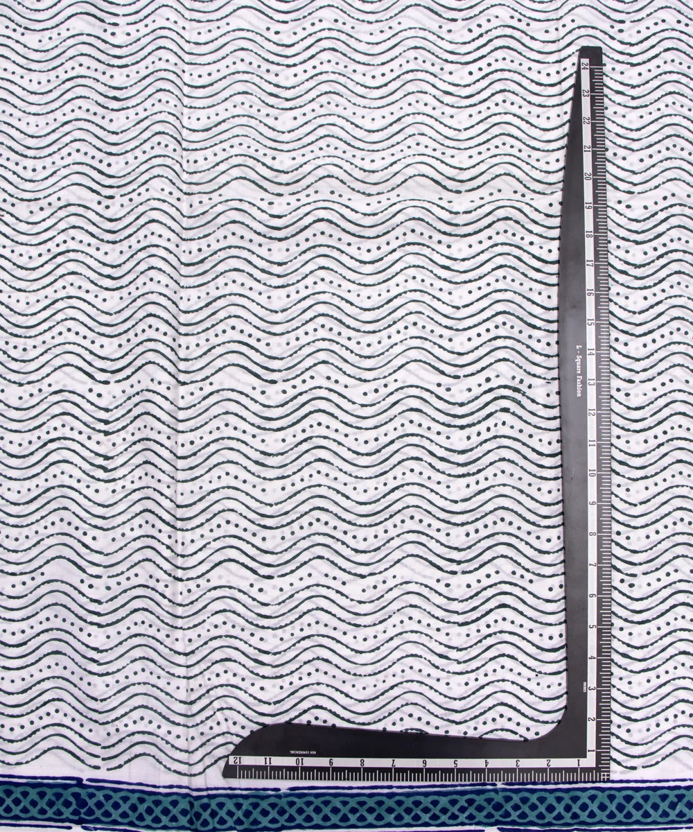 Jaipuri handblock Dark Green Leheriya Printed Floral Natural Dye Soft Pure Cotton Fabric