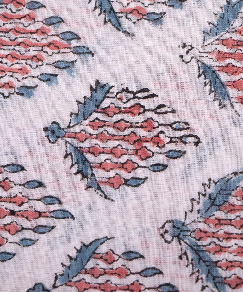 Jaipuri handblock White Butti Printed Natural Dye Soft Pure Cotton Fabric