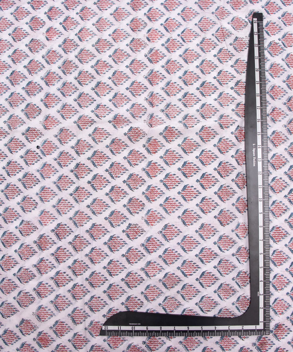 Jaipuri handblock White Butti Printed Natural Dye Soft Pure Cotton Fabric